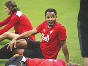 Canada's Julian de Guzman takes a breather during practice at Mexico City om Monday. (Courtesy of Canada Soccer)