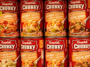 FILE - Cans of Campbell's brand Chunky soups are seen at a supermarket in Wheaton, Maryland, in this file photo taken February 13, 2015. (REUTERS/Gary Cameron/Files)