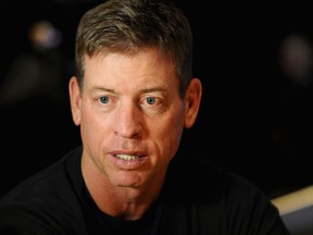 Concussions suffered by star quarterbacks Troy Aikman, pictured, and Steve Young were among those omitted and not documented by NFL researchers. (Maddie Meyer/Getty Images/AFP)