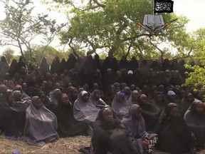 In this file photo taken from video released by Nigeria's Boko Haram terrorist network, Monday May 12, 2014, shows missing girls abducted from the northeastern town of Chibok. (AP Photo)