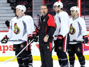 Senators coach Dave Cameron runs a practice in March. (Julie Oliver, Postmedia Network)