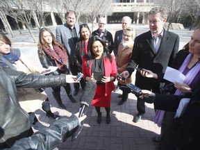 Manitoba Liberal leader Rana Bokhari spoke to media at City Hall on Tuesday. (WINNIPEG SUN PHOTO)