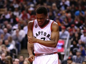Toronto Raptors’ Kyle Lowry may miss some games down the stretch to rest his sore elbow. (Craig Robertson/Toronto Sun files)