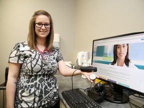 Ashton Labonte, an RPN at the Good Doctors walk-in clinic, shows off a stethoscope and an otoscope in Sudbury, Ont. Gino Donato/Sudbury Star/Postmedia Network