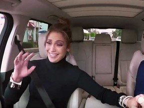 Jennifer Lopez and James Corden on "Carpool Karaoke."