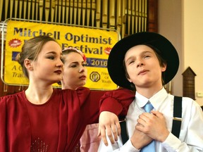Musical theatre group The Keller Kids, featuring Aveleigh, Neilla and Maddox Keller,  performed Easy Street from the musical “Annie” at Knox Presbyterian Church during day one of the Optimist Club of Mitchell's 70th annual Music Festival. GALEN SIMMONS MITCHELL ADVOCATE