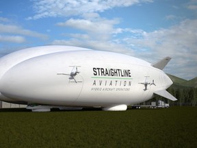A Straightline Aviation hybrid aircraft is shown in a handout photo. Lockheed Martin has an agreement to sell 12 Hybrid Airships to a U.K. company is expected to transport good around the world including the oil sands and Canada‚Äôs north.THE CANADIAN PRESS