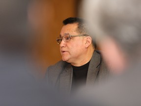 Patrick Madahbee, Grand Council Chief of the Union of Ontario Indians, makes a presentation at the Standing Committee on Social Policy review of the Local Health System Integration Act in Sudbury, in this file photo. The act governs Ontario's Local Health Integration Networks (LHINs).
 JOHN LAPPA/Postmedia Network