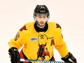 The Belleville Bulls iconic gold jersey, as worn last season by Adam Bignell, remains one of the most popular in the OHL. (Aaron Bell/OHL Images)