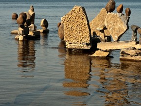 Ottawa artist John Ceprano has been building sculptures by balancing rocks at Remic's Rapids for decades. He has liability coverage but notes people should be aware that rocks and shorelines aren't entirely safe, he said.