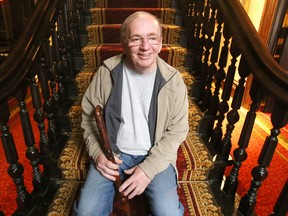 Luke Hendry/The Intelligencer
Mac Ellis, who for 31 years has been the custodian technician for Glanmore National Historic Site in Belleville, sits on its main staircase Thursday, his last day before his retirement. He's been a resourceful and beloved member of the small staff and helped keep the Victorian museum from showing its age.