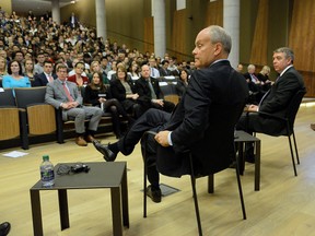 Brian Porter, CEO of ScotiaBank, was a guest speaker at Western University Ivey School of Business on Thursday. He told students online companies such as Apple and Amazon have become the model for future banking. MORRIS LAMONT/THE LONDON FREE PRESS