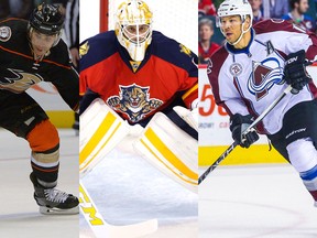 Andrew Cogliano, Roberto Luongo and Jarome Iginla (USA Today Sports)