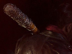 A tease for The Walking Dead's season finale this Sunday: Negan's barbed wire bat. (Gene Page/AMC)