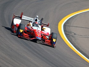 Verizon IndyCar Series driver Carlos Munoz is seen during practice for the Phoenix Grand Prix at Phoenix International Raceway in Avondale, Ariz., on Friday, April 1, 2016. (Mark J. Rebilas/USA TODAY Sports)