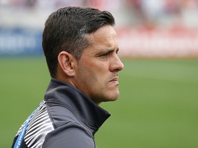 The Canada head coach John Herdman looks on before Canada played against USA during the 2016 CONCACAF women's Olympic soccer tournament at BBVA Compass Stadium. USA won 2 to 0. (Thomas B. Shea-USA TODAY Sports)