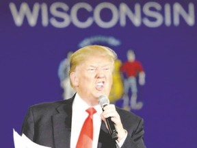 Republican presidential candidate Donald Trump reacts at a campaign stop last week in Appleton, Wis. Free Press columnist Bill Brady can?t understand the support Trump is getting in his bid to become the Republican presidential nominee. (Nam Y. Huh /The Associated Press)