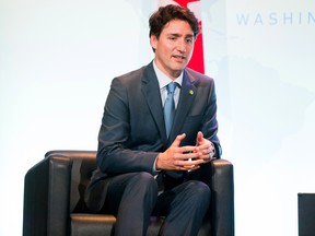 Prime Minister Justin Trudeau speaks during a meeting with British Prime Minister David Cameron at the Nuclear Security Summit, Friday, April 1, 2016, at the Walter E. Washington Convention Center in Washington. (AP Photo/Andrew Harnik)