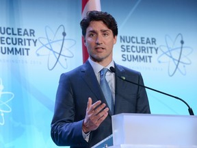 Prime Minister Justin Trudeau holds a closing press conference following the Nuclear Security Summit in Washington, D.C., on Friday, April 1, 2016. THE CANADIAN PRESS/Sean Kilpatrick