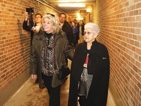John Lappa/Sudbury Star
Ward 12 Coun. Joscelyne Landry-Altman, left, walks in a tunnel with Jeannine Larcher-Lalande in Sudbury.