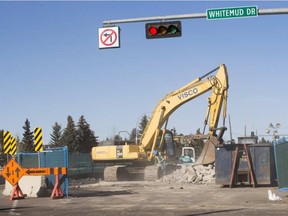 Crews demolishing the 53 Avenue bridge over Whitemud Drive have sparked noise complaints from jackhammering at night.