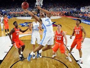 North Carolina Tar Heels forward Kennedy Meeks shoots the ball against Syracuse Orange forward Tyler Lydon during the second half in the 2016 NCAA Men's Division I Championship semi-final game at NRG Stadium. (Robert Deutsch/USA TODAY Sports)