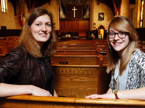 Johanna Wiedamann, left, and Alina Schmitt are German volunteers who have helped create the new youth program at St. Andrew's.
