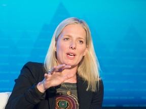 Federal Minister of Environment and Climate Change Catherine McKenna responds to a questions during a discussion on the environment at the Progress summit in Ottawa, Friday April 1, 2016. THE CANADIAN PRESS/Adrian Wyld