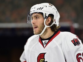 Ottawa Senators left wing Mike Hoffman looks on during the first period against the Philadelphia Flyers at Wells Fargo Center. (Derik Hamilton/USA TODAY Sports)