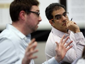 Amir Attaran, right, a professor at the University of Ottawa, told the public school board they were breaking the law with a proposal to move kindergarten children out of Elgin Street Public School to solve the overcrowding problem. DARREN BROWN