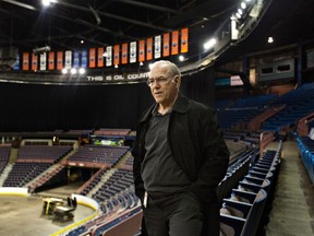 Ken Lowe, a former Edmonton Oilers trainer who spent 21 years with the team, takes one of his last looks inside Rexall Place this week. The circular concrete rink in the city's north end hosts its final Edmonton Oilers hockey game Wednesday. (Jason Franson/The Canadian Press)