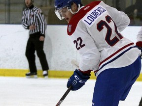 Matthew Lourenco scored one of Kingston's goals in a 5-2 OJHL playoff loss to the host Trenton Golden Hawks on Sunday night. (Whig-Standard file photo)
