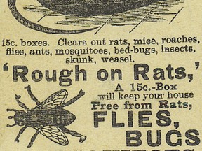 A 19th-century advertisement for ratbane conveys the sinister effects of the poison, which a couple convicted in one of Ontario’s early murders used to dispose of an inconvenient husband.