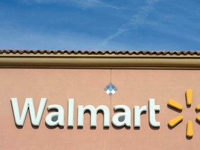 The Walmart logo is pictured at its store in the Porter Ranch section of Los Angeles, California in this November 26, 2013 file photo. (REUTERS/Kevork Djansezian/Files)