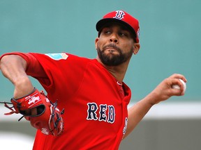 Boston Red Sox starting pitcher David Price throws to the Minnesota Twins in the first inning of a spring training baseball game, in Fort Myers, Fla. Ace pitchers Zack Greinke, David Price and Johnny Cueto start the 2016 season fresh with new teams. (AP Photo/Patrick Semansky, File)