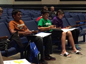 Lambton County student 'mathletes' furiously try to figure out a math question during last year's Mathletics competition.
Submitted photo for SARNIA THIS WEEK