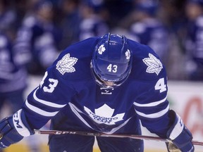 Toronto Maple Leafs' Nazem Kadri reacts at the final buzzer after a 2-3 loss against Nashville Predators in NHL hockey action in Toronto on February 23, 2016. (THE CANADIAN PRESS/Chris Young)