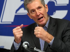 Manitoba Conservative leader Brian Pallister announces a platform on taxation during a press conference in Winnipeg, Man. Monday April 04, 2016.Brian Donogh/Winnipeg Sun/Postmedia Network