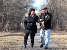Seven years ago Denis Simard's wife, Phoebe, had a stroke which left her in a coma for three months, robbed her of speech and left her totally paralyzed down her right side.  Now 48, Phoebe can now walk with a cane, lift her right arm slightly, but still has great trouble forming words, which means her husband remains her caregiver.