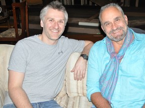 Director Justin Quesnelle (left) and actor Deighton Thomas at the Palace Theatre in London Ont. March 31, 2016. CHRIS MONTANINI\LONDONER\POSTMEDIA NETWORK