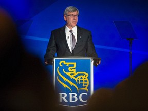 Royal Bank of Canada President and CEO David McKay addresses shareholders during the bank's annual general meeting in Montreal, Wednesday, April 6, 2016. THE CANADIAN PRESS/Graham Hughes