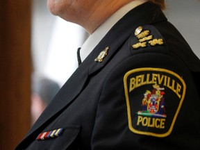 Emily Mountney-Lessard/The Intelligencer
Belleville police chief Cory MacKay makes a presentation to the Police Services Board meeting on Wednesday.