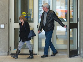 Jackie and Scott Fraser leave the London courthouse after hearing more testimony Wednesday in the trial of James McCullough, charged with the first-degree murder and dismemberment of their son, Alex Fraser. (CRAIG GLOVER, The London Free Press)
