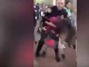 A Texas school cop has been placed on leave after a video posted online appears to show him slamming a 12-year-old girl to the ground. (YouTube/Screengrab)