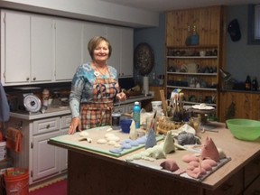 Pauline Anderson, president of the Sarnia Lambton Potters' Guild, is pictured here in her home studio. Local potters will showcase their work at their annual spring show and sale set for April 15 and 16. (Handout)