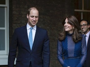 Britain's Prince William and his wife Catherine, Duchess of Cambridge, arrive at a reception for young people from India and Bhutan, at Kensington Palace in London, Britain April 6, 2016. REUTERS/Warren Allott/pool