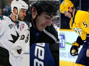 Roman Polak, Brian Boyle and Barret Jackman are part of a dying breed: NHLers who play without a visor. (USA Today Sports)