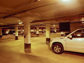 The underground parking lot at 3947 Lawrence Ave. E. in Scarborough. Det.-Sgt. David Ecklund says a group of kids are suspected in Tuesday's assault and carjacking in the underground parking. (Dave Thomas/Toronto Sun/Postmedia Network)