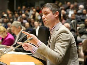Chris Schafer, Public Policy Manager for Uber, addresses the councillors. JULIE OLIVER/POSTMEDIA