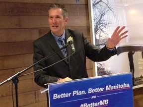 Progressive Conservative leader Brian Pallister released his party's fiscal plan on Friday at Inn at the Forks. (TOM BRODBECK/WINNIPEG SUN PHOTO)